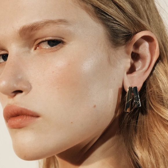 New in Box - NWT Zara Double Square Earrings GOLD / SILVER | 1011/210/881 - Picture 5 of 11